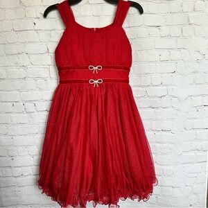Speechless Girls Size 10 Red Glitter Tulle Special Occasion Party Formal Dress